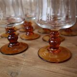 9 Luminarc "Antique" amber-stemmed red wine glasses