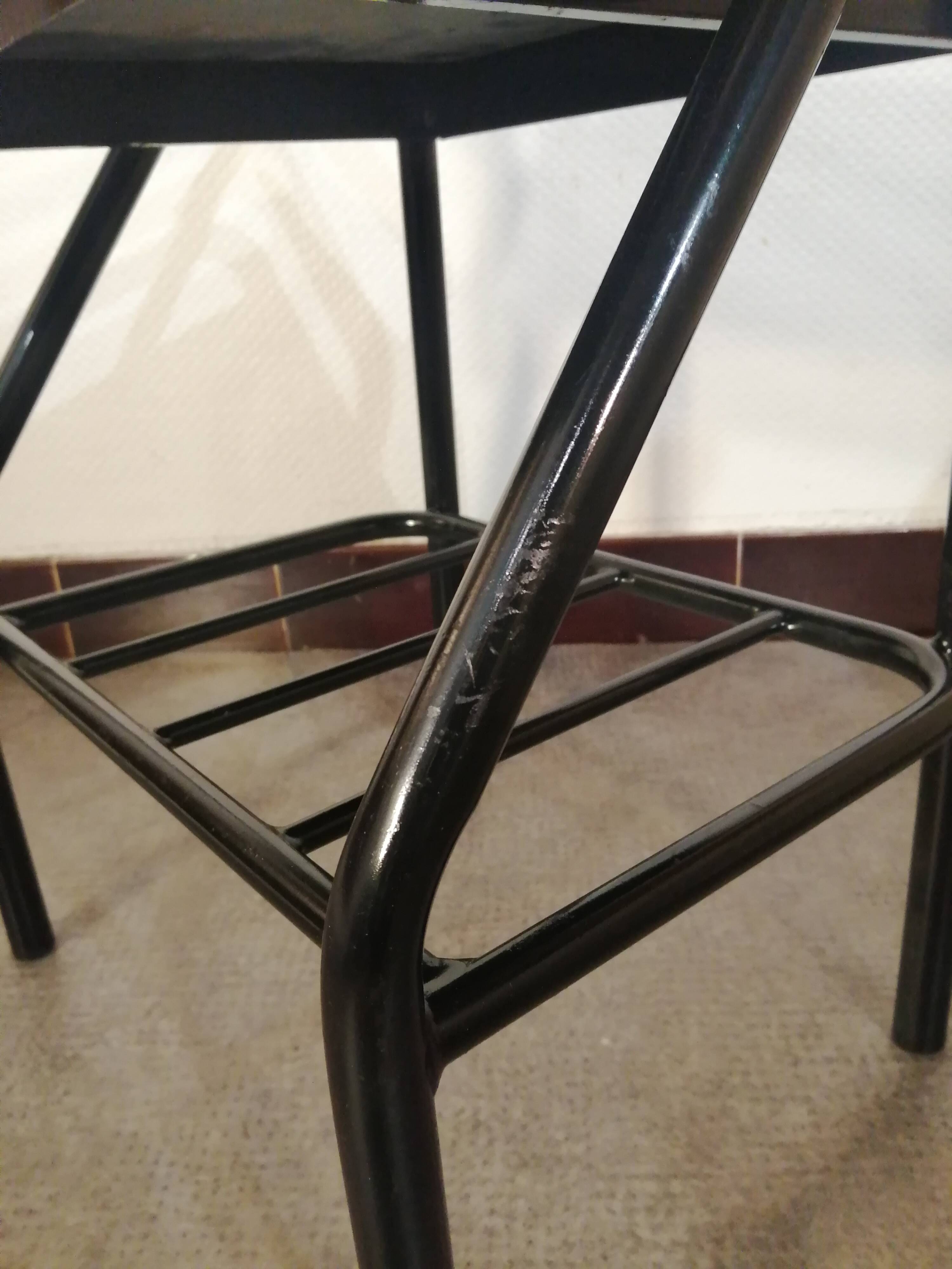 Design hospital/boarding school bedside table in vintage black metal 1920.