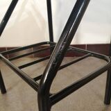 Design hospital/boarding school bedside table in vintage black metal 1920.