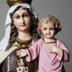 Statuette plaster ND of Mount Carmel, Olot workshops, glass eyes, 1920-1930