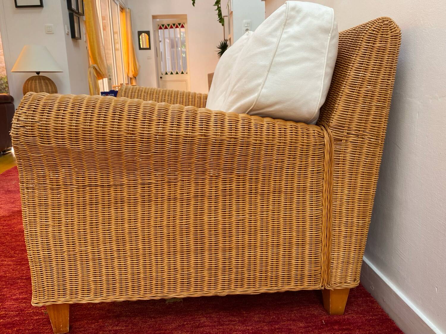 Antique 2-seater rattan sofa from the 70s