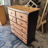 Commode pin massif bois brûlé