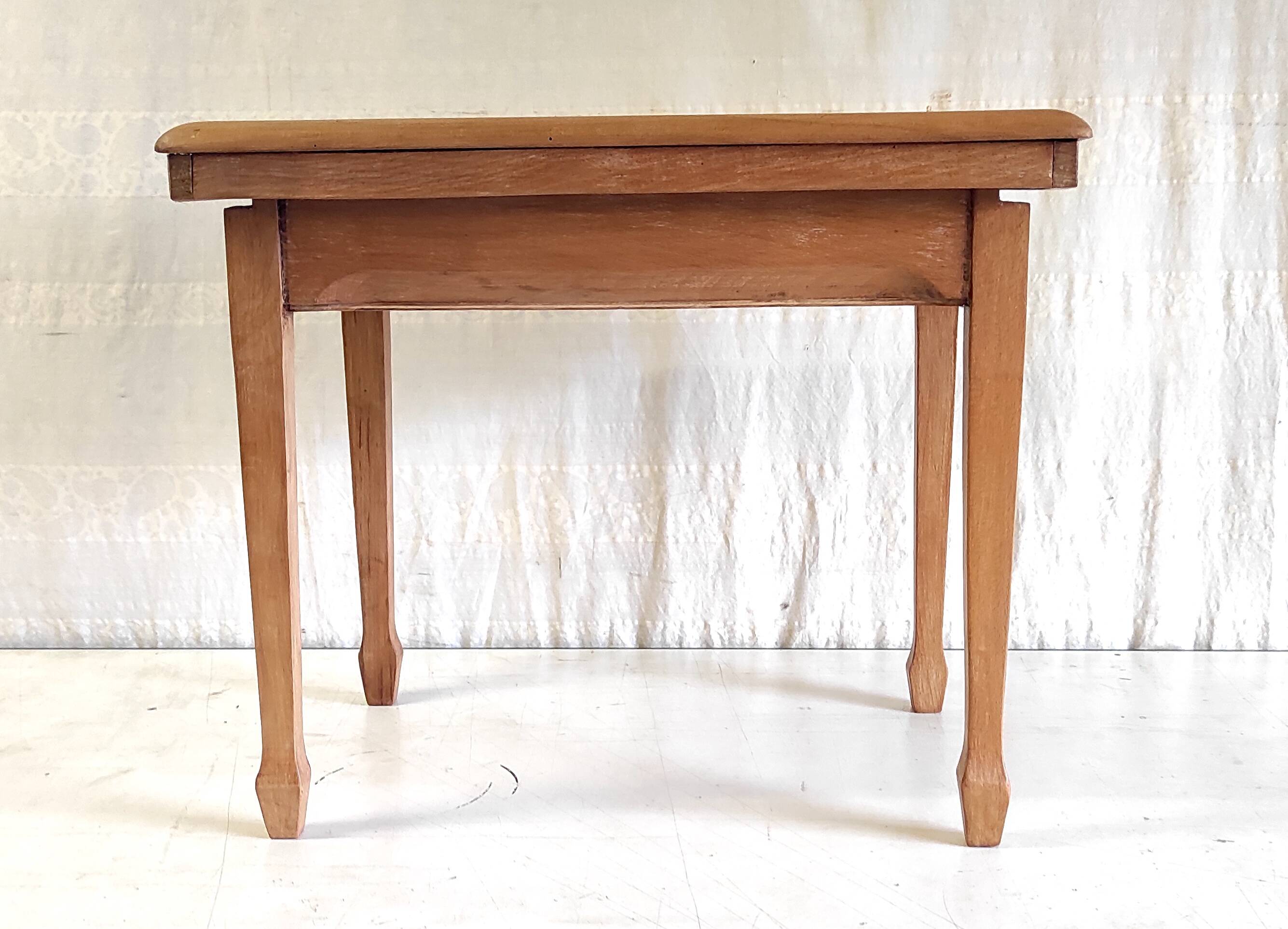Solid wood and cane side table - mid 20th century