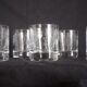 Set of 6 whisky glasses engraved with floral motifs