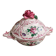 Strasbourg soup tureen in hand-painted French earthenware in yellow and pink.