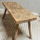 Banc de table d'abattage de table d'appoint antique en bois de hêtre et de châtaignier