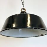 Black enamel industrial pendant lamp, 1950s