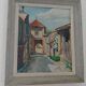 Huile sur panneau des années 50,ruelle pittoresque