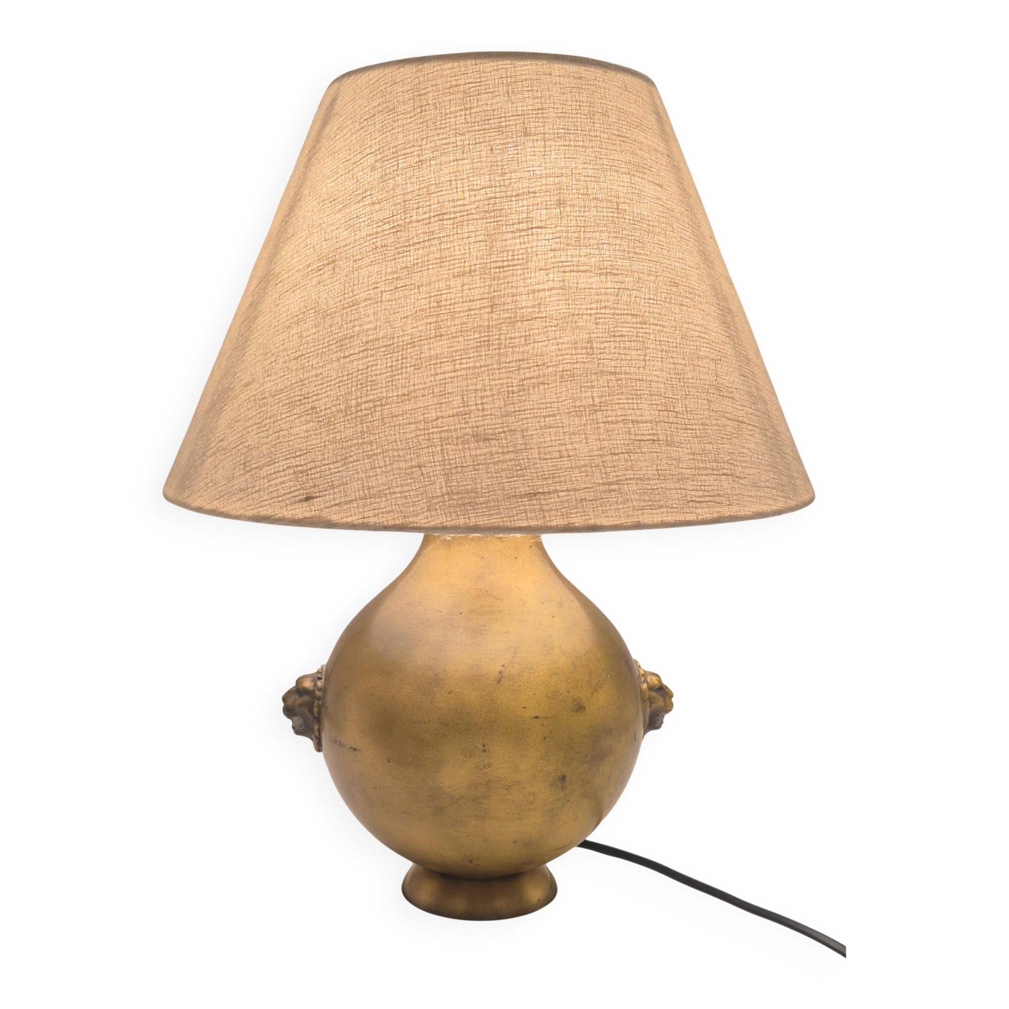Table lamp in brass with lion decor, Swedish Grace 1920/30s