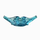 Vintage blue blown glass ashtray