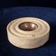 Italian Round Travertine and Copper-Toned Metal Ashtray, 1970