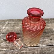 Old bottle pink Baccarat ancient crystal perfume / toilet accessory
