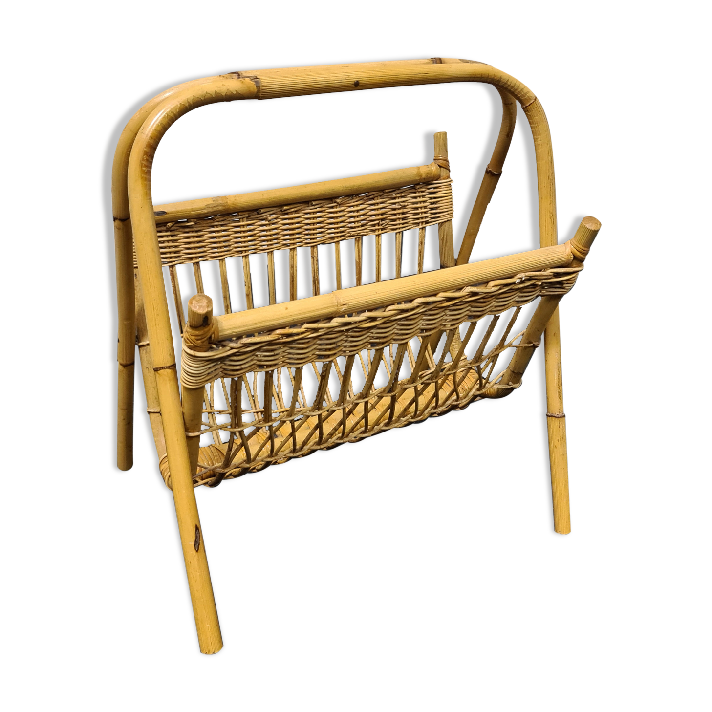 Vintage wicker paper or magazine rack