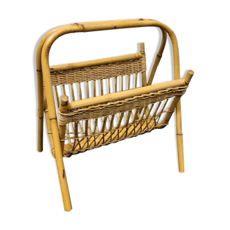 Vintage wicker paper or magazine rack