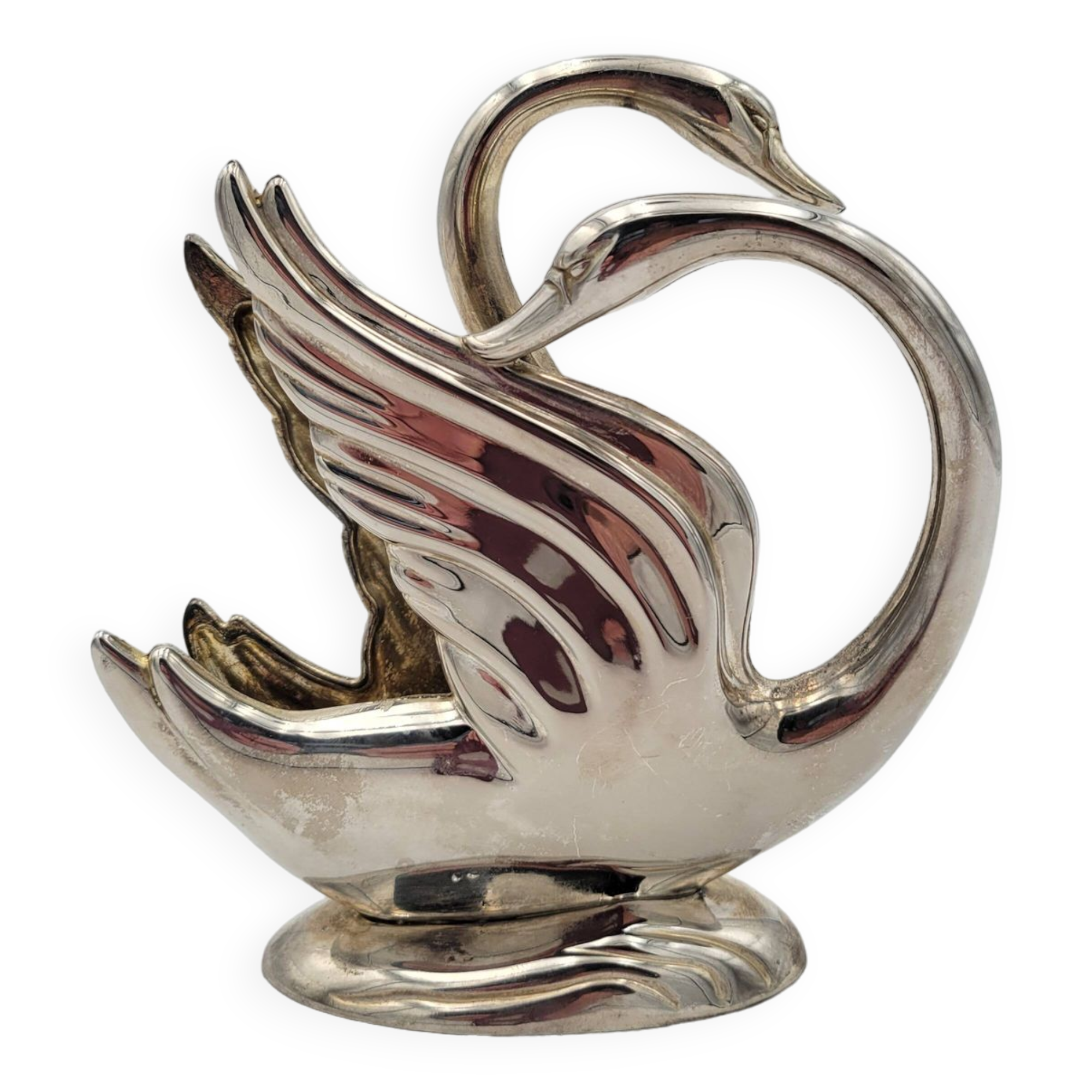 Swan letter holder in silver metal