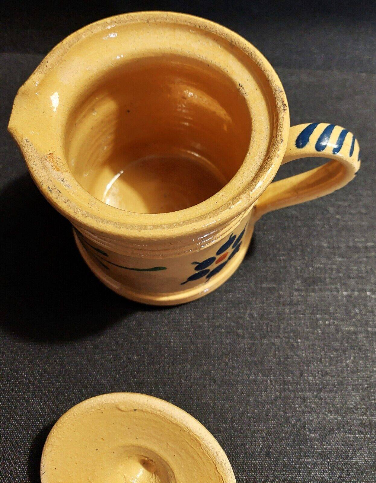 Covered pitcher glazed terracotta Alsace Soufflenheim early 20th century