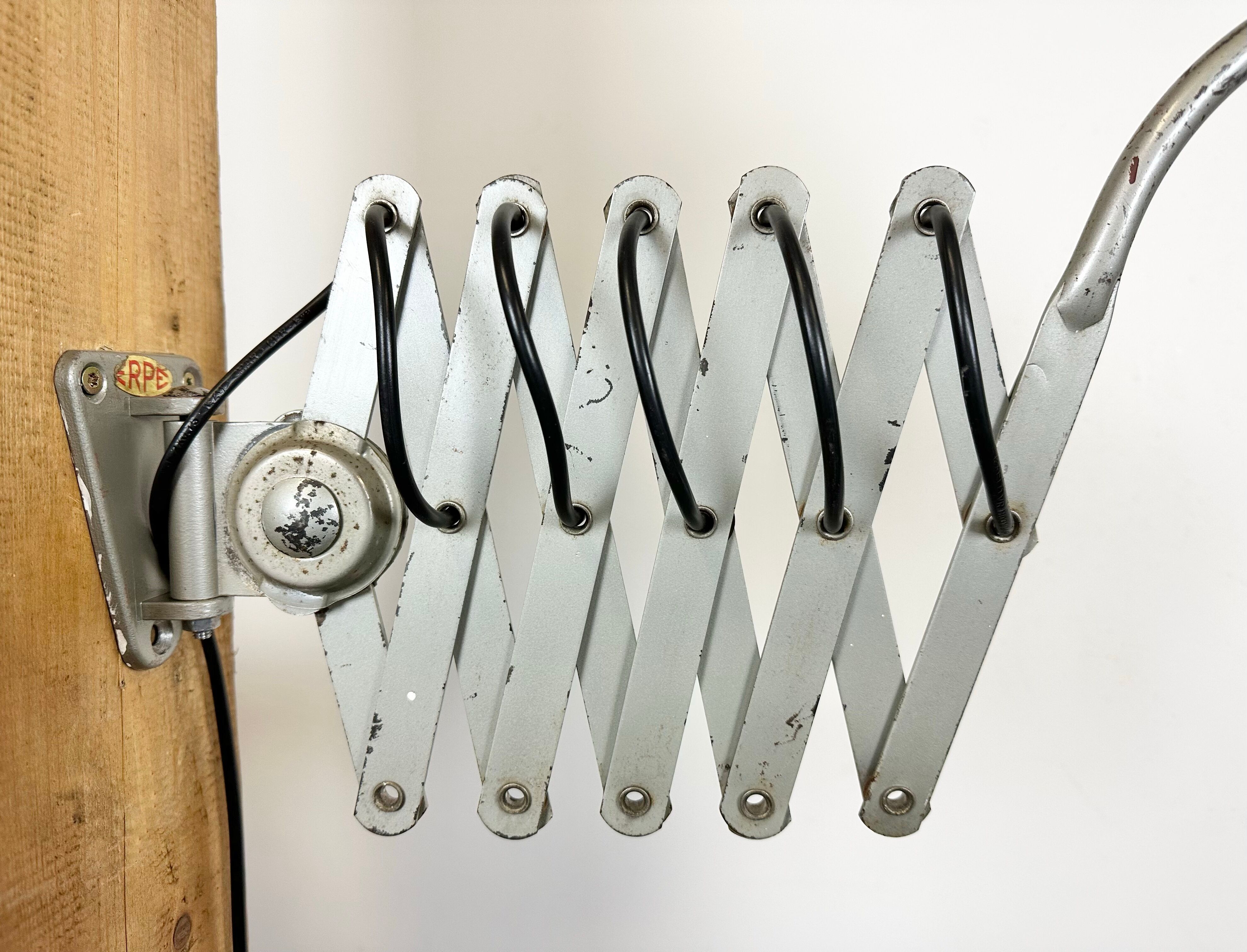 Grey industrial scissor wall lamp from erpe, 1960s