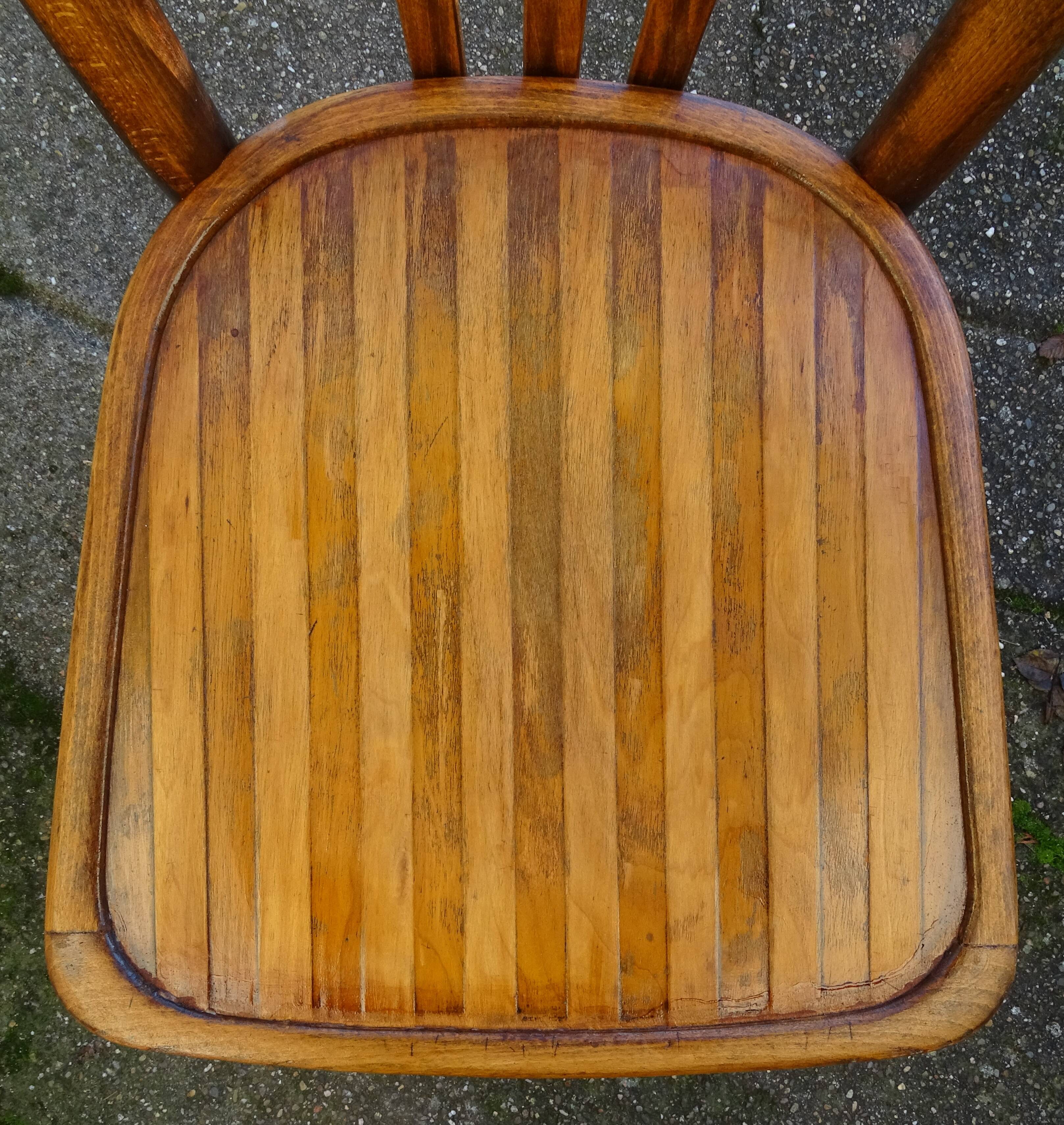 2 Baumann chairs No. 188, circa 1930, wooden seat - not Thonet -