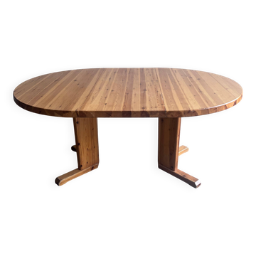 Extendable dining table in solid pine, Scandinavia, 1970s