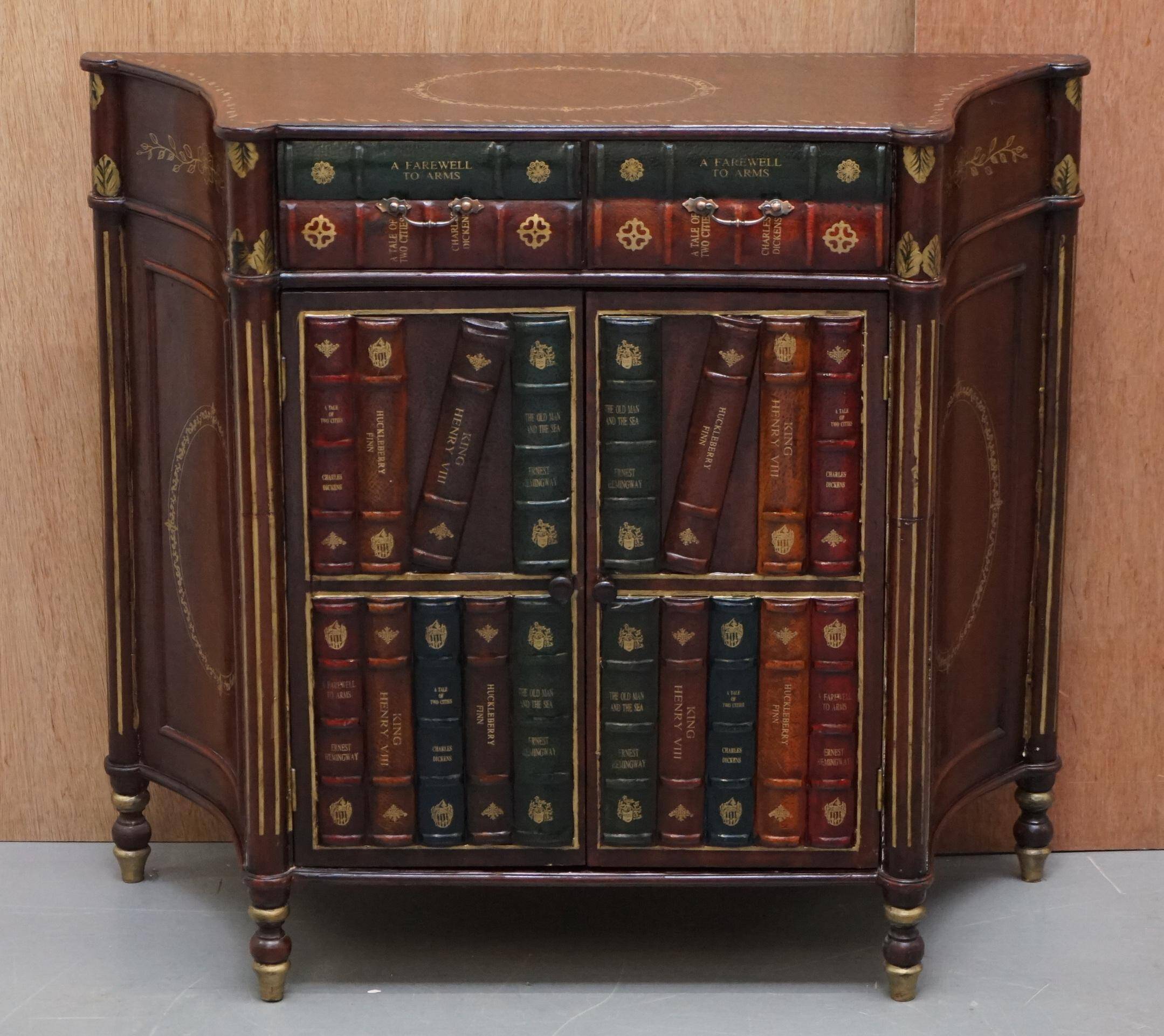 Vintage Victorian style library buffet with double drawers.