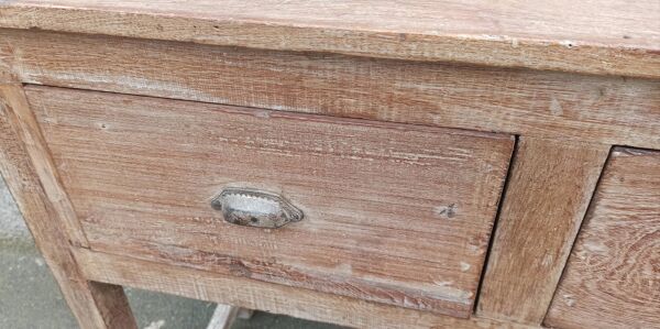 Console profonde en bois ancien avec deux tiroirs