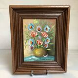 Small flower painting, oil on canvas, signed