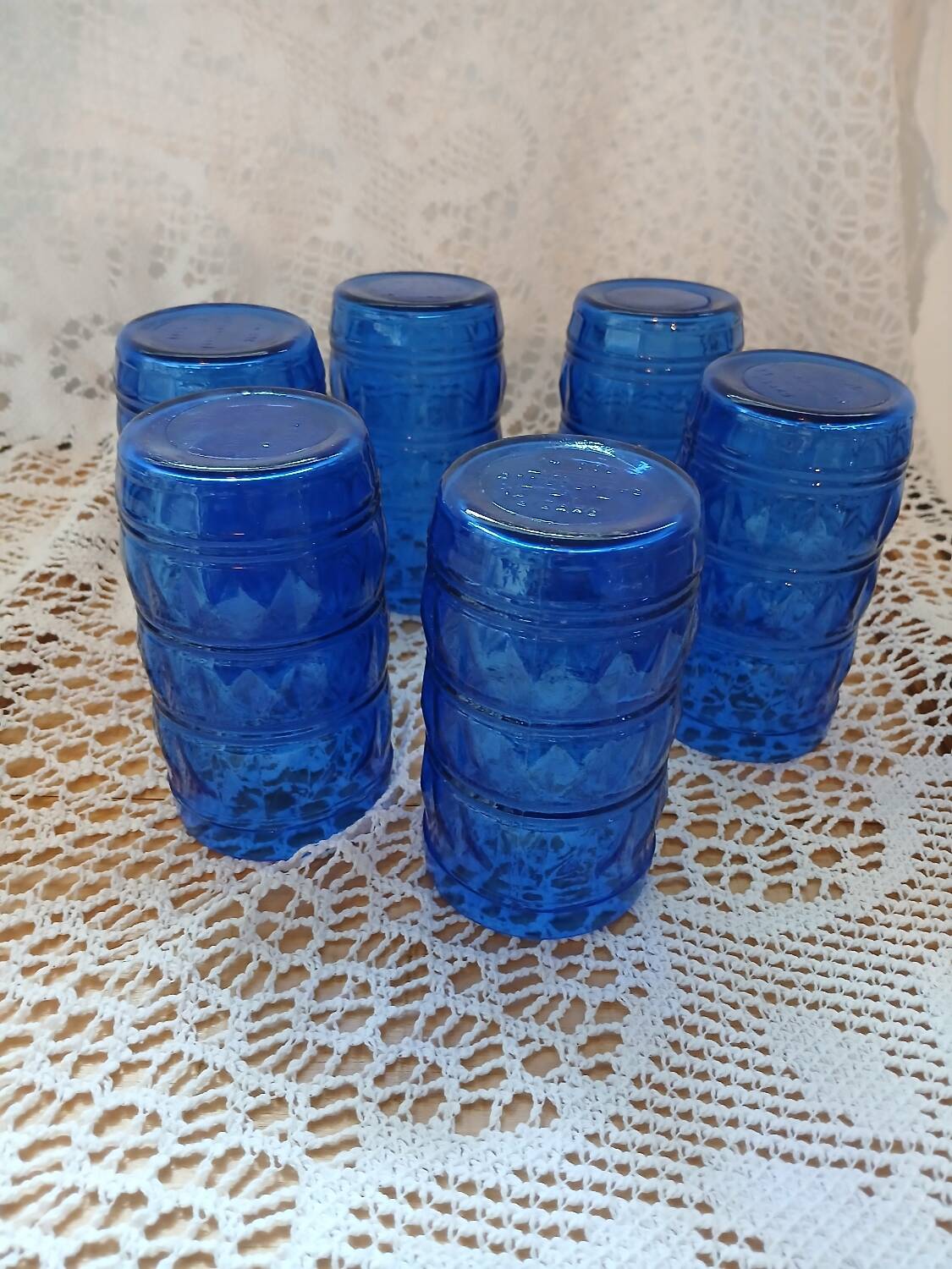 6 antique cobalt blue glasses