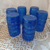 6 verres anciens bleu cobalt