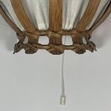 Set of 2 Danish large wood veneer and fabric wall sconces, 1970s