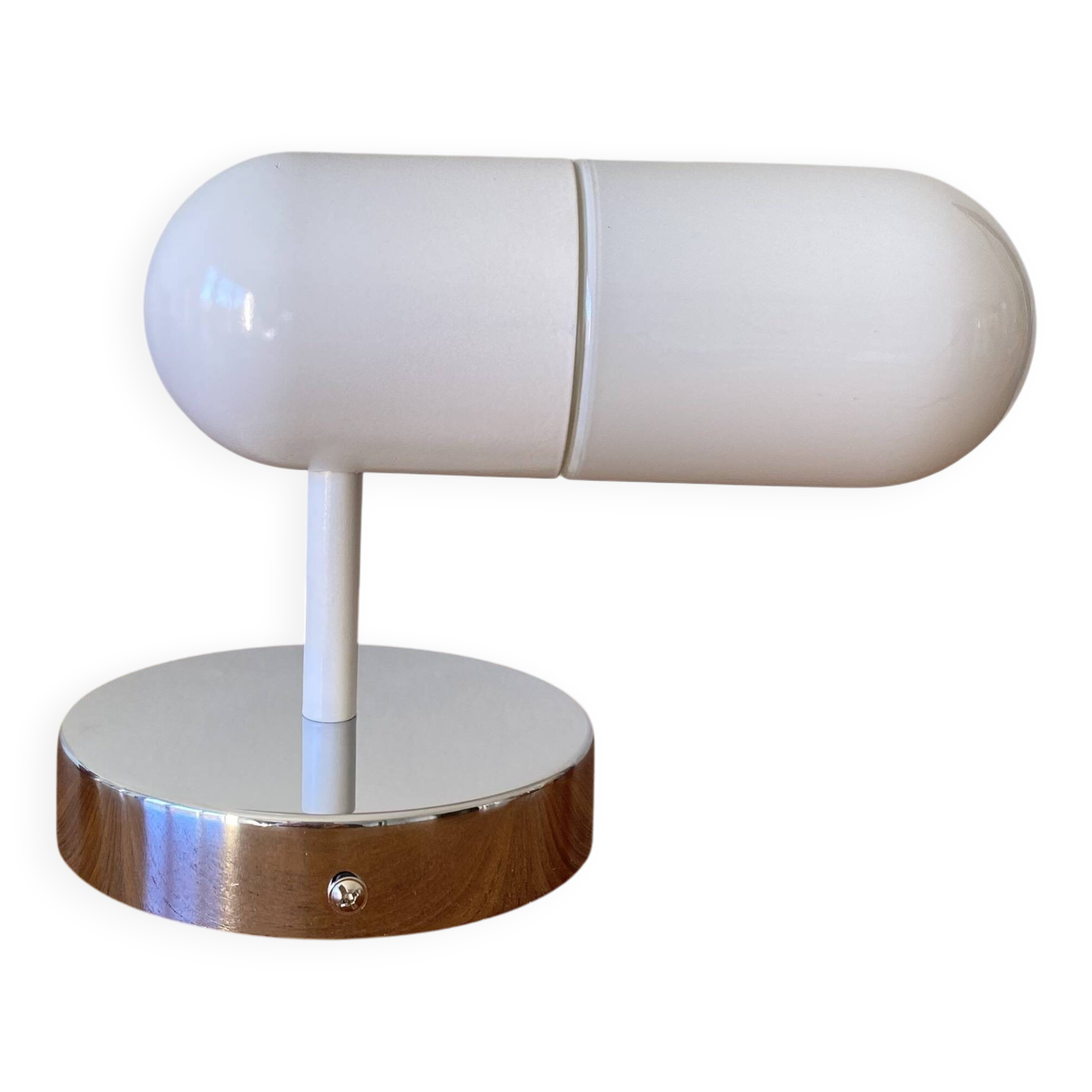 Applique murale verre blanc tubulaire et inox années 80