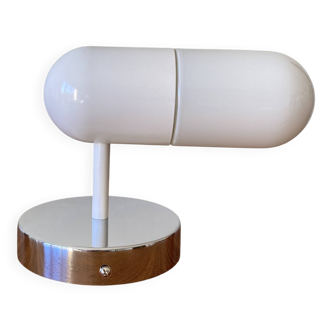 1980s tubular white glass and stainless steel wall light