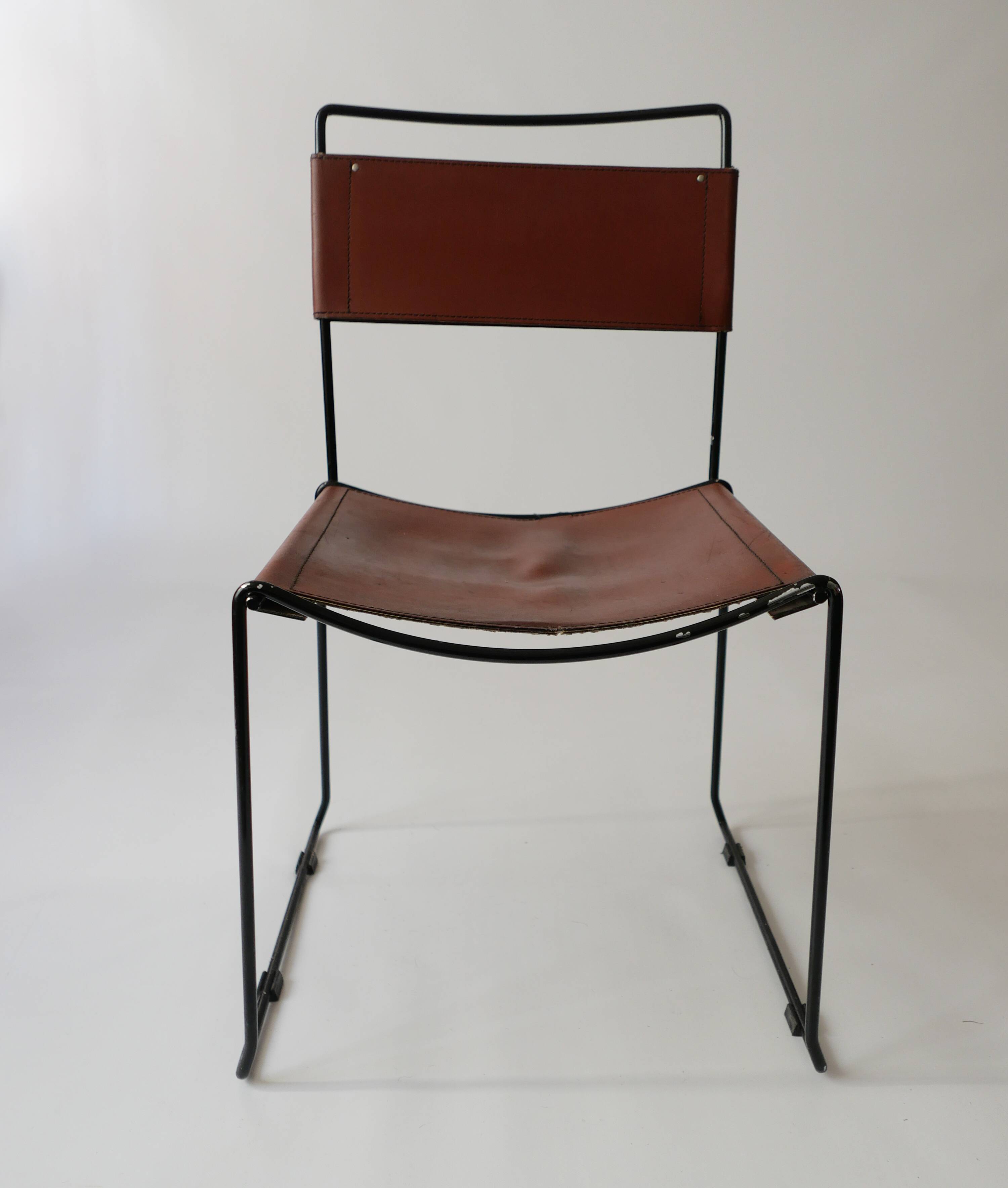 Stacking Chairs by Giandomenico Belotti for Alias, 1980s in leather