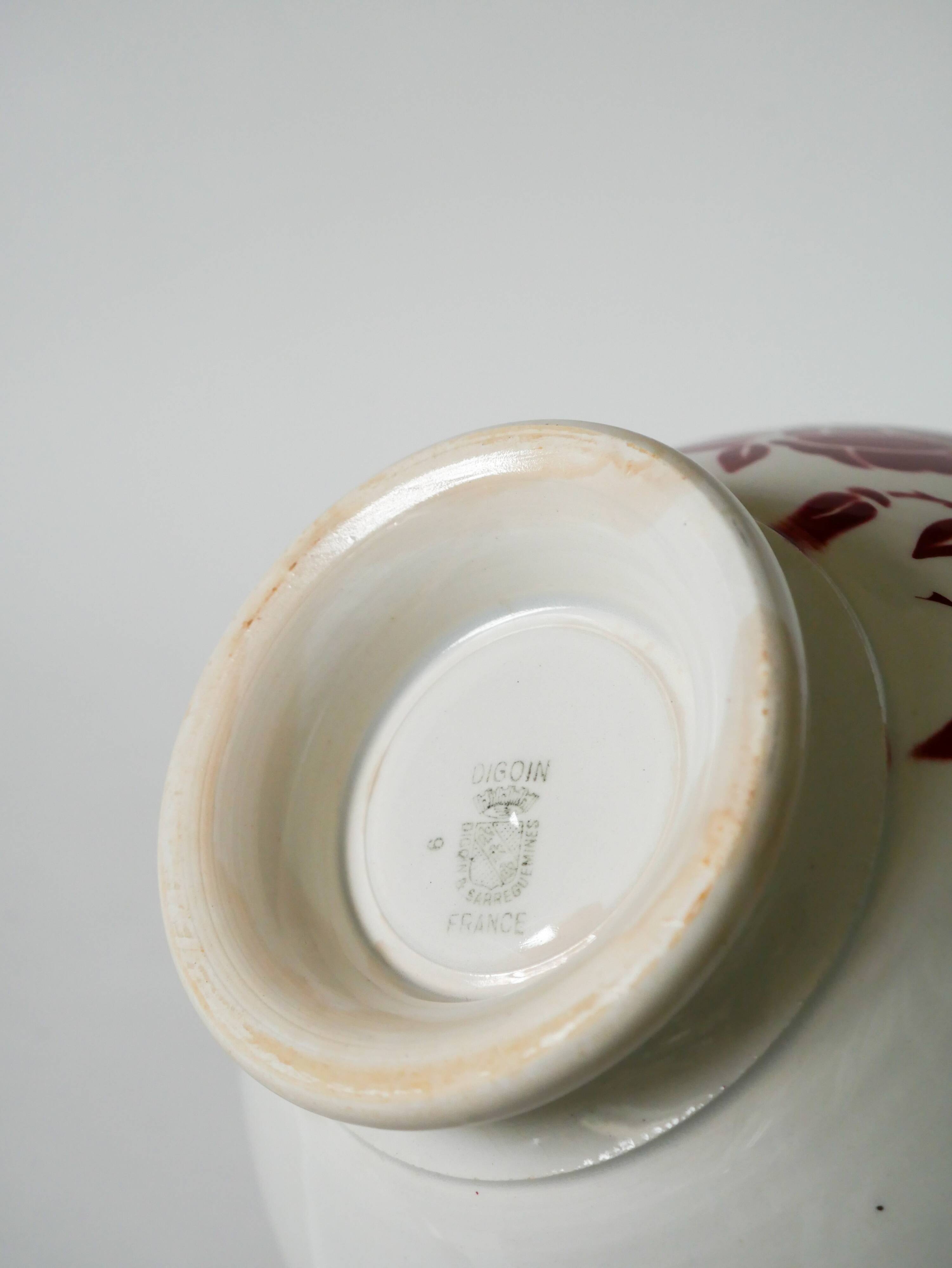 Large Digoin Sarreguemines earthenware bowl, 1950