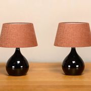 Scandinavian Modern Ceramic dark brown glazed Table Lamps, Denmark 1960s