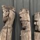 3 wooden folk art totems representing the three wise men, mid-20th century
