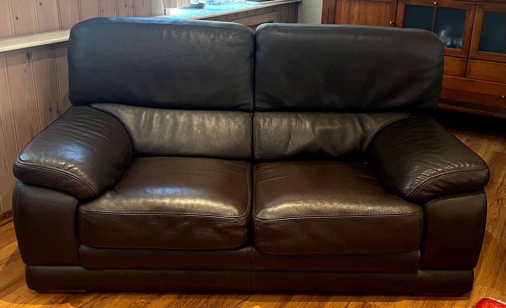 Set of two sofas. High-quality thick bull leather.