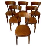 Bistro Wood Chairs, Set of Six, Italy 1950