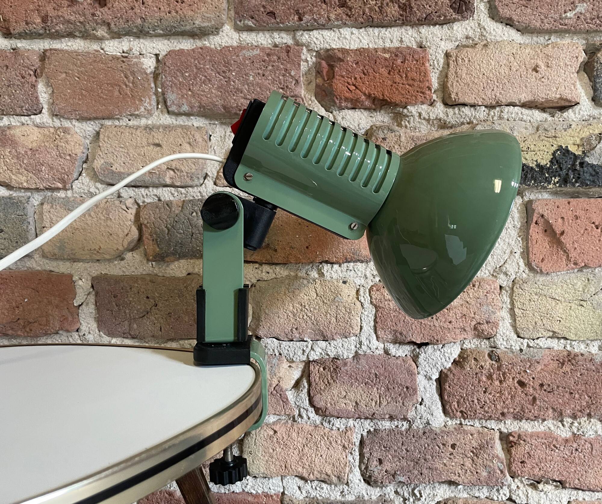 Green lamp with vice, ART,  1980s.