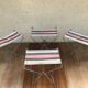 Series Of 4 Metal Garden Folding Stools - Multicolour Fabric Vintage Camping