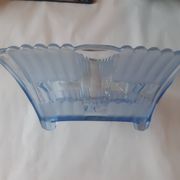 Polished transparent blue glass fruit bowl