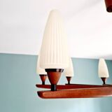 Large Scandinavian teak chandelier, Uno & Östen Kristiansson, 1960