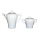 Art Deco porcelain teapot and its sugar bowl, porcelain coffee pot, kitchen.