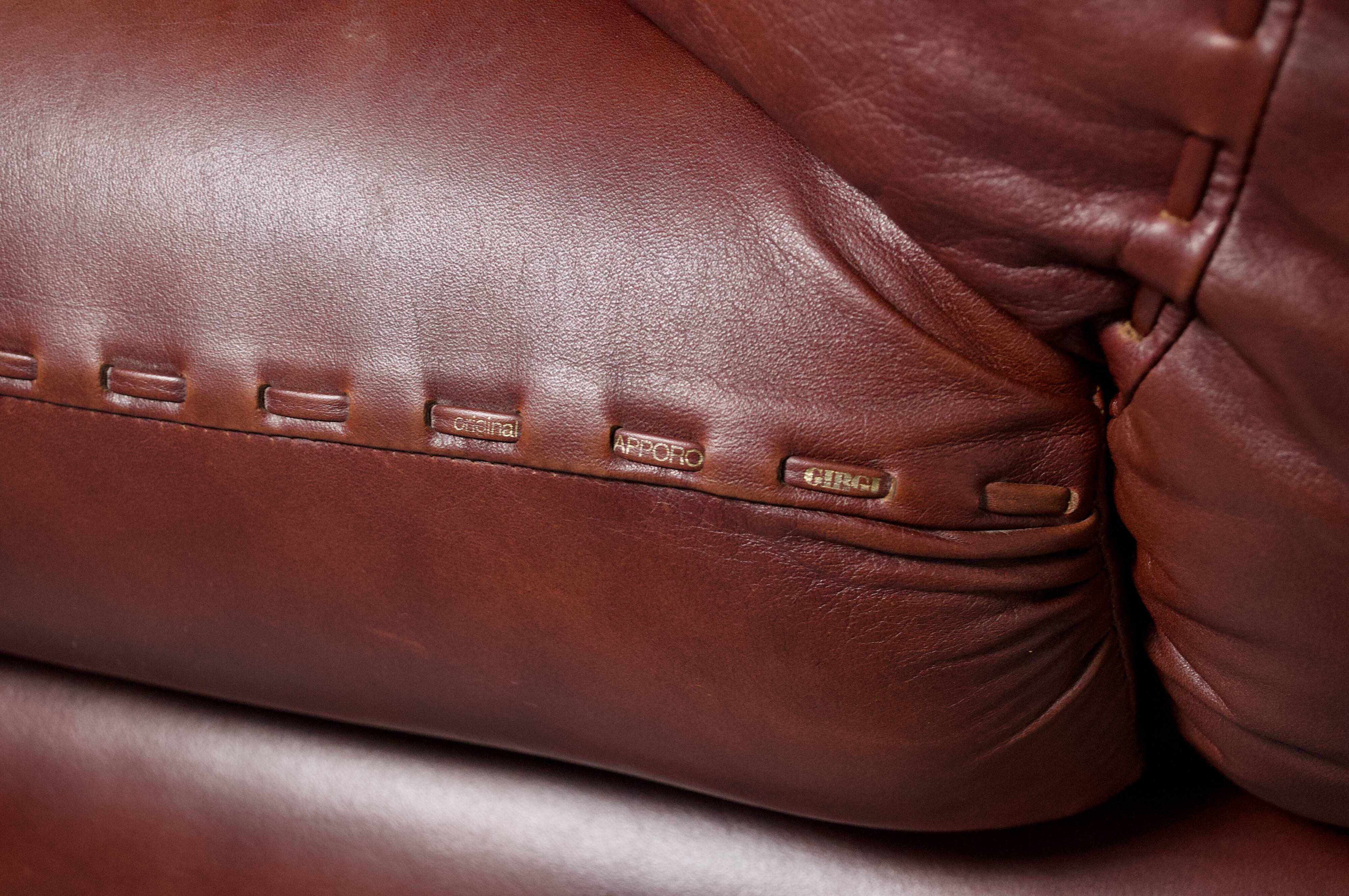 Sapporo leather sofa 1970s by Mobil Girgi publisher