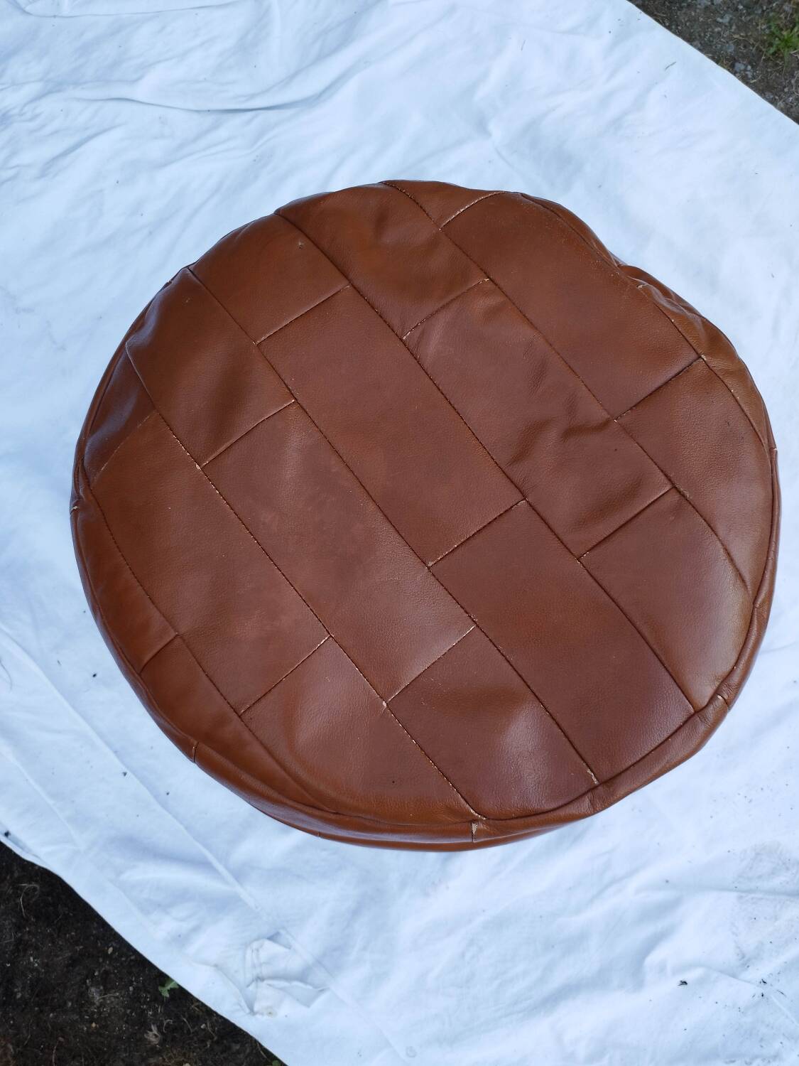 Sede Patchwork Leather Pouf