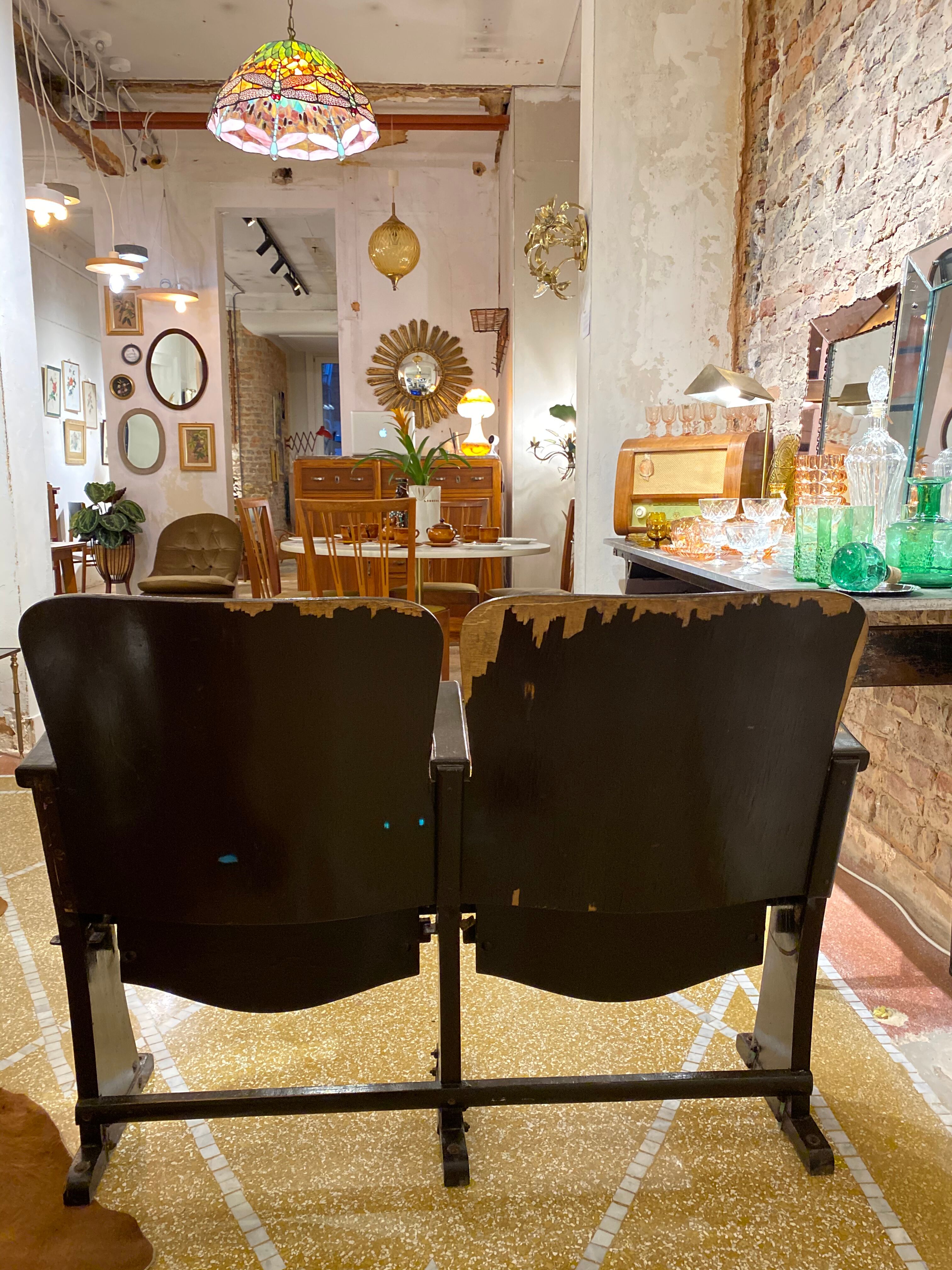 Double wooden cinema seats