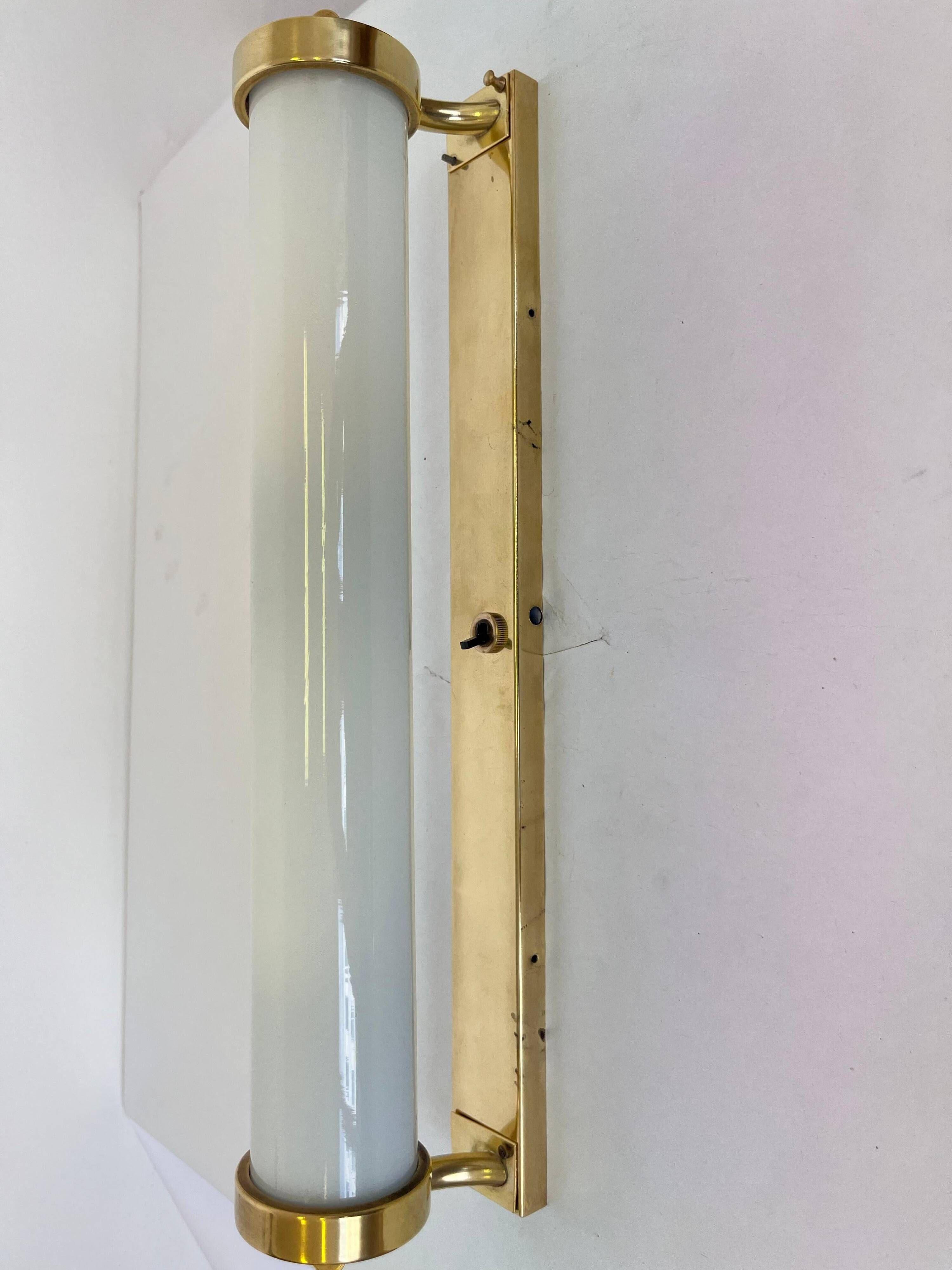 XXL Wall Sconce in Brass and Glass in Bauhaus Style, 1930s - Czechoslovakia