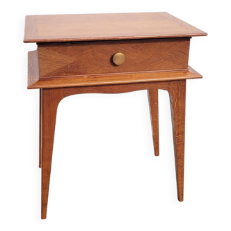 Vintage 1960 light oak bedside table