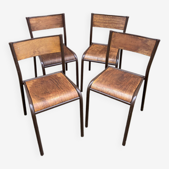 set of 4 industrial school chairs vintage school communities French School chairs Mullca DELAGR
