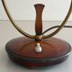 Simple double-headed table lamp in wood and brass, 1960s, Germany.
