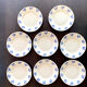 Set of eight dessert plates – blue cherry patterns – stamped